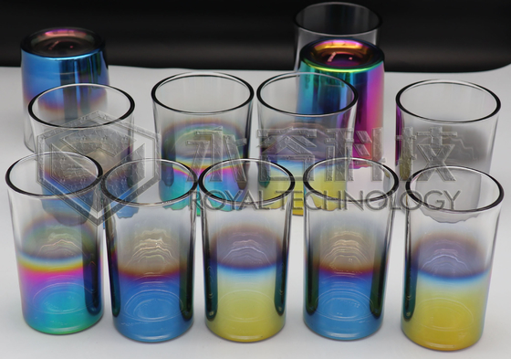Máquina de chapeamento de íons PVD ARC para copos de vidro-arco-íris, verde, azul, roxo, ouro, cores âmbar