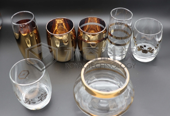 Revestimento de ouro de 2 lados em copos com máquina de revestimento de íon Louça de porcelana Revestimento de ouro e prata com padrões
